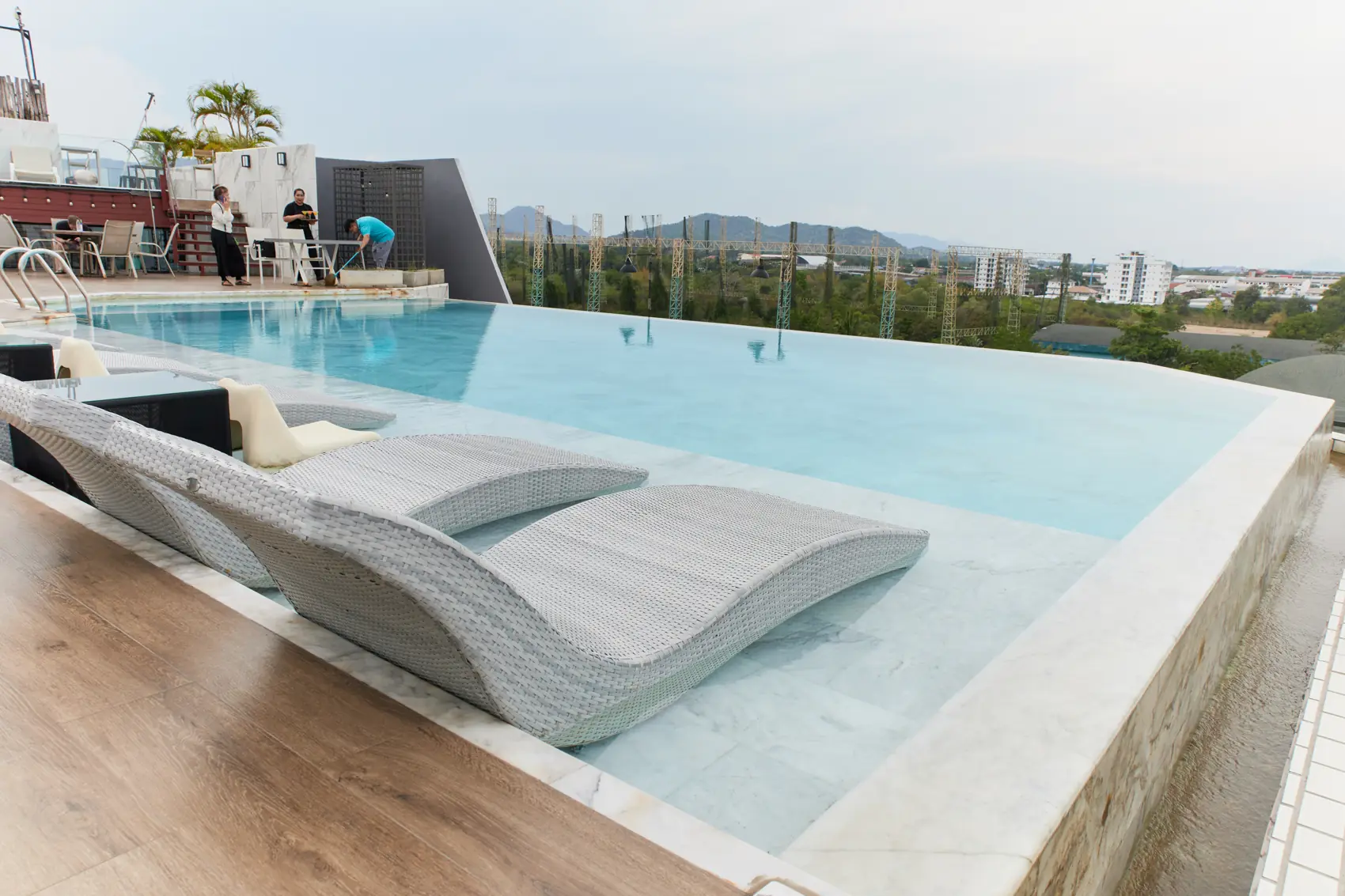 Rooftop pool by day